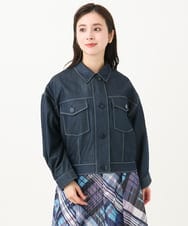 F6JGA07330 MICHEL KLEIN(小さいサイズ)(メゾン ドゥ サンク) [小さいサイズ]デニムライクブルゾン ネイビー