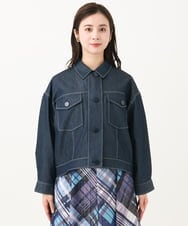 F6JGA07330 MICHEL KLEIN(小さいサイズ)(メゾン ドゥ サンク) [小さいサイズ]デニムライクブルゾン ネイビー