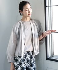 F6JGA08330 MICHEL KLEIN(小さいサイズ)(メゾン ドゥ サンク) [小さいサイズ]シアーノーカラーブルゾン ライトグレー