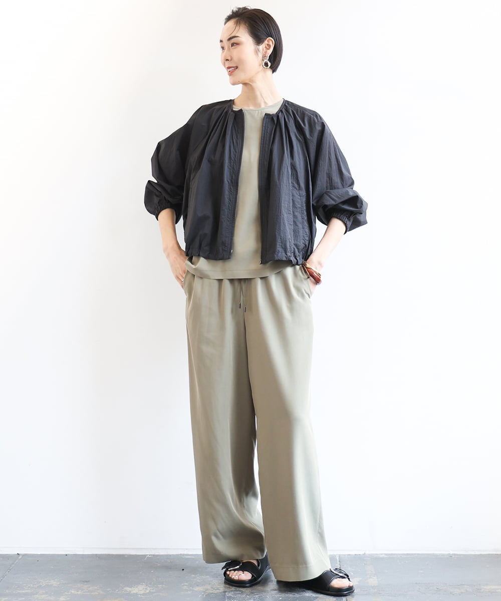 F6JGA08330 MICHEL KLEIN(小さいサイズ)(メゾン ドゥ サンク) [小さいサイズ]シアーノーカラーブルゾン ライトグレー