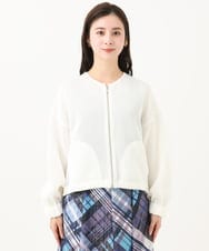 F6JGA10330 MICHEL KLEIN(小さいサイズ)(メゾン ドゥ サンク) [小さいサイズ]シアーメッシュダンボールブルゾン ホワイト