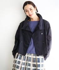 F6JGD09390 MICHEL KLEIN(小さいサイズ)(メゾン ドゥ サンク) [小さいサイズ]スタンドカラーショートブルゾン ネイビー