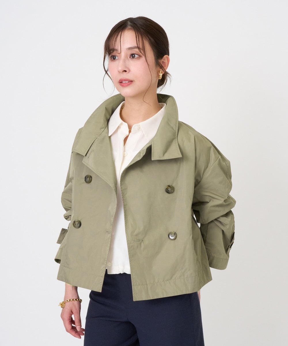 F6JGD09390 MICHEL KLEIN(小さいサイズ)(メゾン ドゥ サンク) [小さいサイズ]スタンドカラーショートブルゾン ベージュ