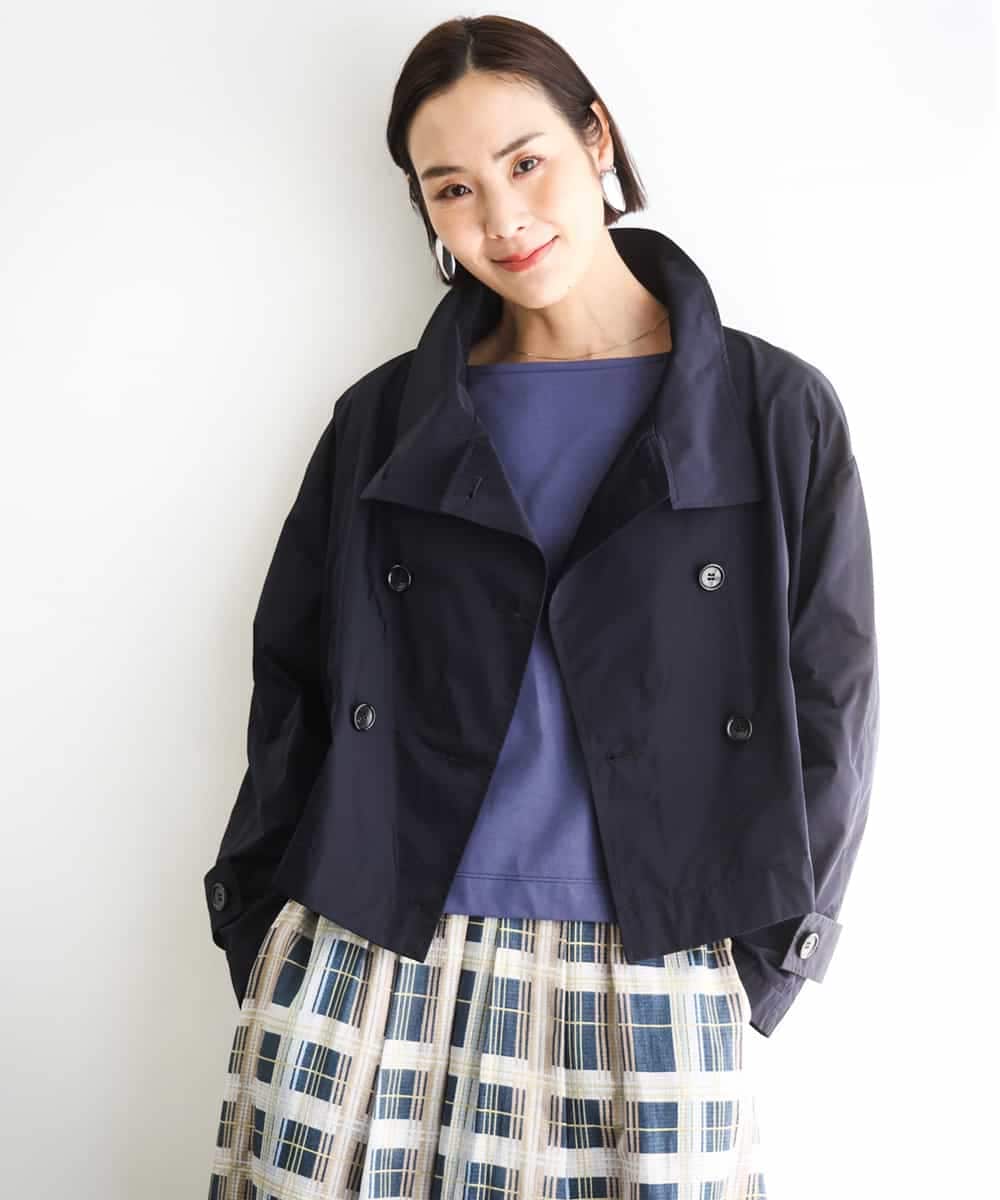 F6JGD09390 MICHEL KLEIN(小さいサイズ)(メゾン ドゥ サンク) [小さいサイズ]スタンドカラーショートブルゾン ネイビー