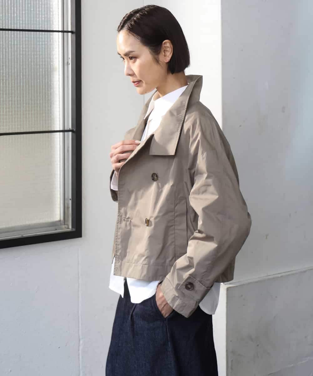 F6JGD09390 MICHEL KLEIN(小さいサイズ)(メゾン ドゥ サンク) [小さいサイズ]スタンドカラーショートブルゾン ベージュ