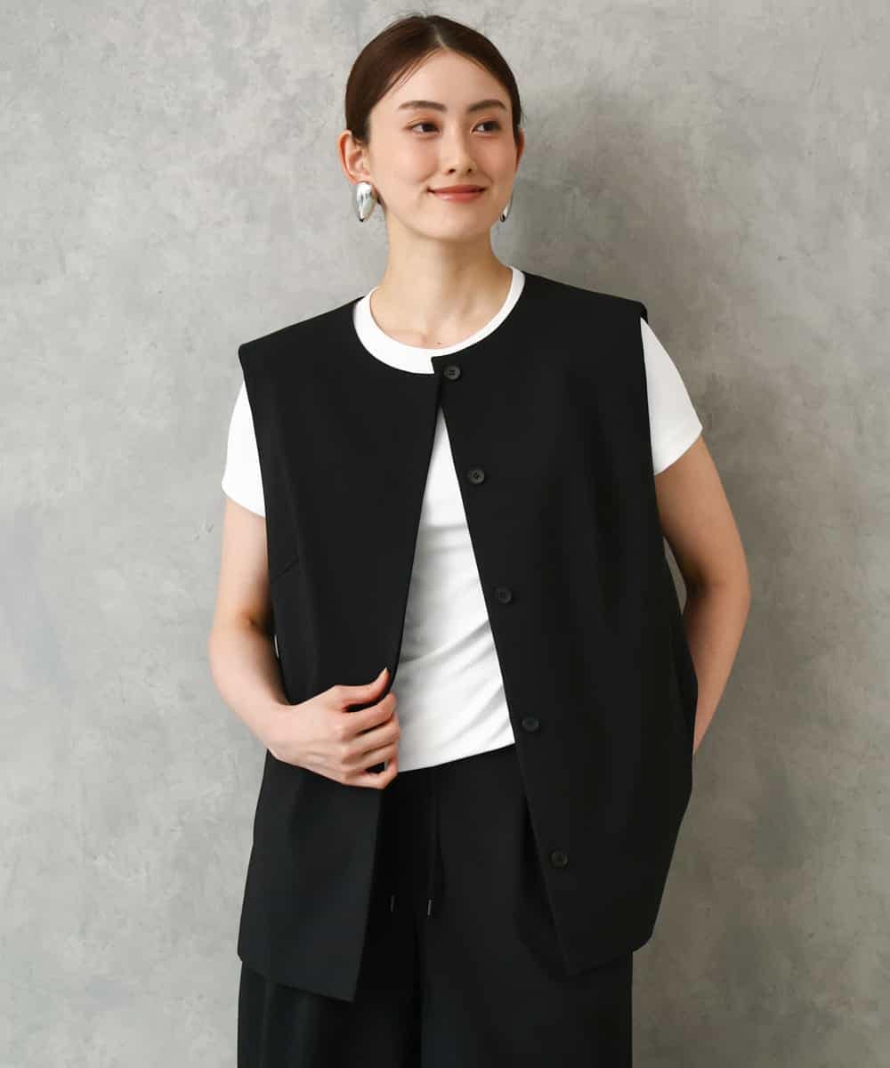 F6JGD13330 MICHEL KLEIN(小さいサイズ)(メゾン ドゥ サンク) [小さいサイズ][セットアップ対応]ノーカラージレ ブラック