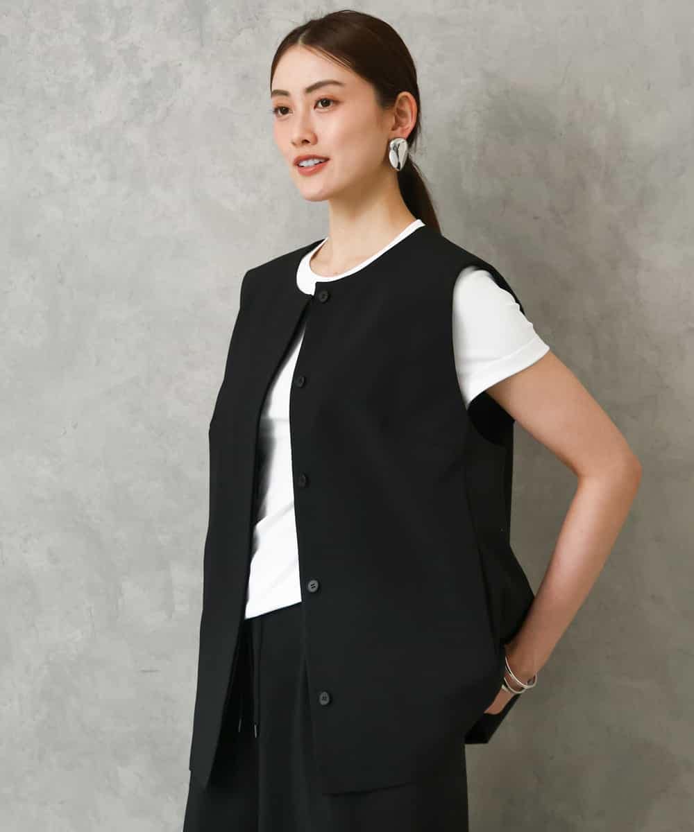 F6JGD13330 MICHEL KLEIN(小さいサイズ)(メゾン ドゥ サンク) [小さいサイズ][セットアップ対応]ノーカラージレ ブラック