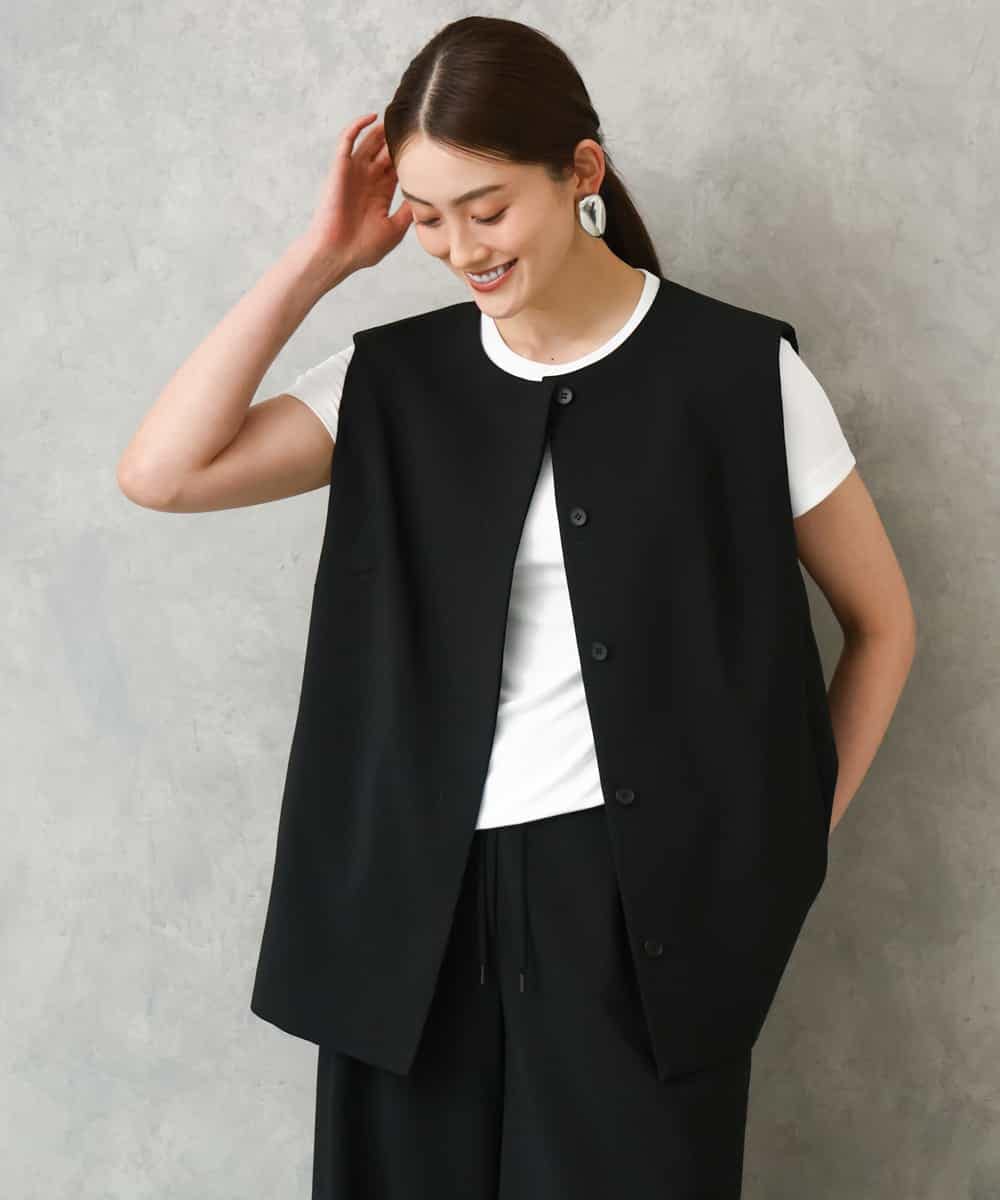 F6JGD13330 MICHEL KLEIN(小さいサイズ)(メゾン ドゥ サンク) [小さいサイズ][セットアップ対応]ノーカラージレ ブラック