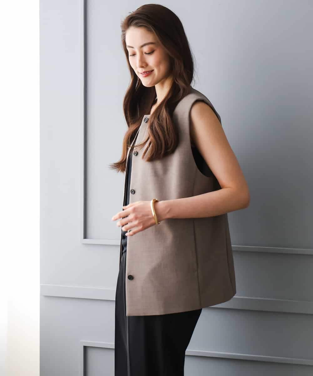 F6JGD13330 MICHEL KLEIN(小さいサイズ)(メゾン ドゥ サンク) [小さいサイズ][セットアップ対応]ノーカラージレ ブラック