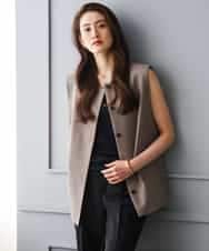 F6JGD13330 MICHEL KLEIN(小さいサイズ)(メゾン ドゥ サンク) [小さいサイズ][セットアップ対応]ノーカラージレ ブラック