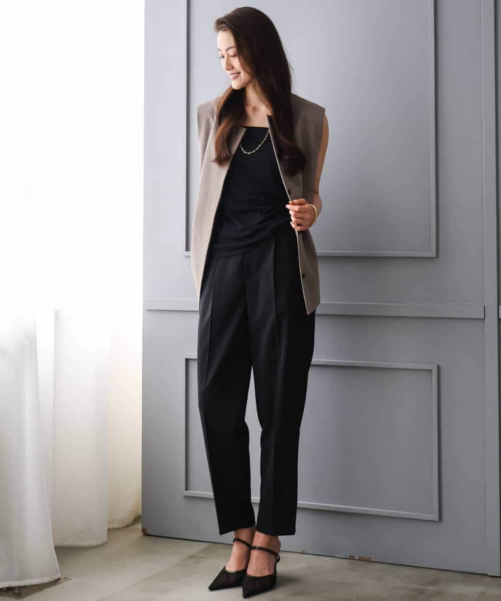 F6JGD13330 MICHEL KLEIN(小さいサイズ)(メゾン ドゥ サンク) [小さいサイズ][セットアップ対応]ノーカラージレ ブラック