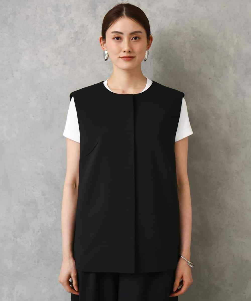 F6JGD13330 MICHEL KLEIN(小さいサイズ)(メゾン ドゥ サンク) [小さいサイズ][セットアップ対応]ノーカラージレ ブラック