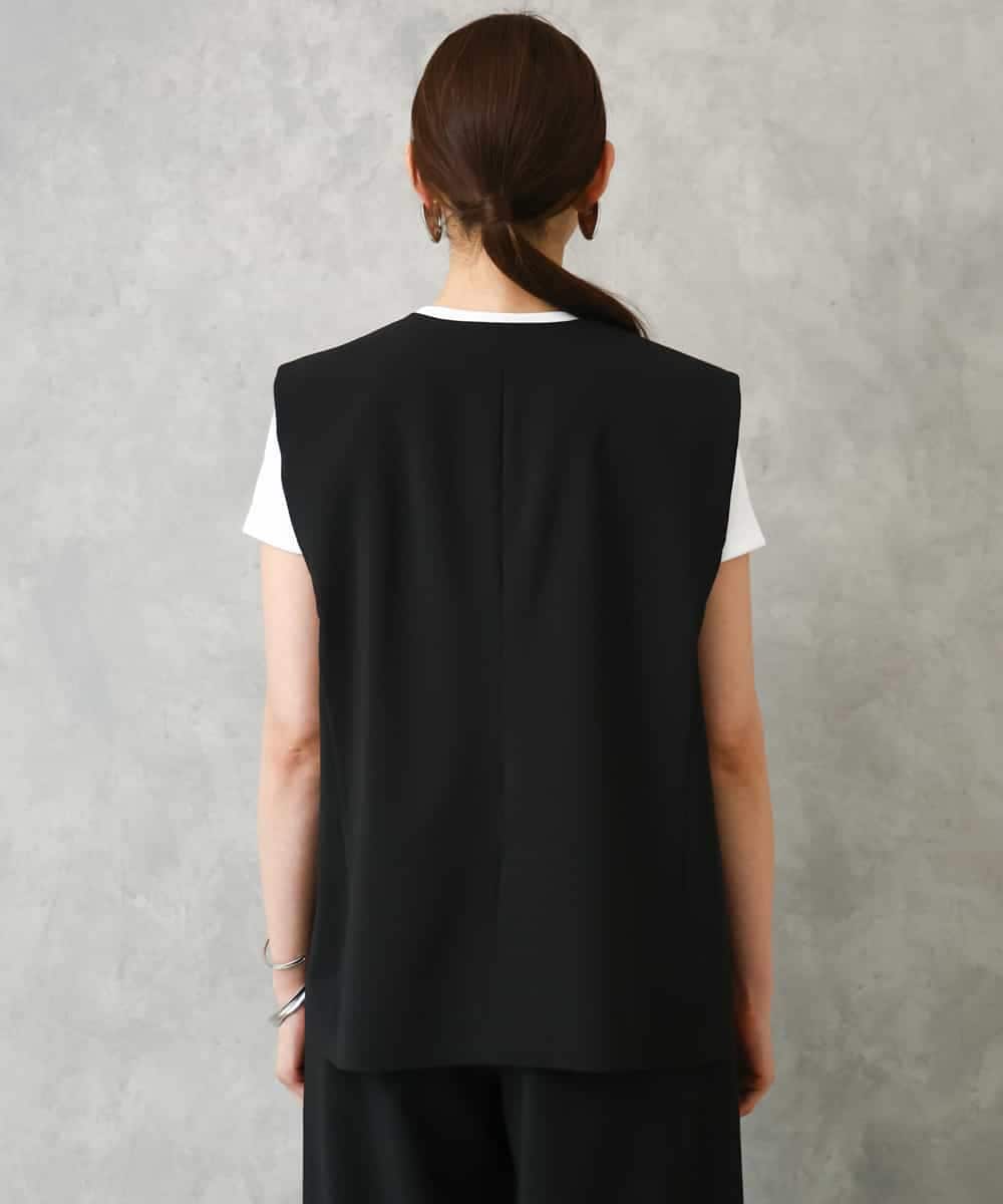 F6JGD13330 MICHEL KLEIN(小さいサイズ)(メゾン ドゥ サンク) [小さいサイズ][セットアップ対応]ノーカラージレ ブラック