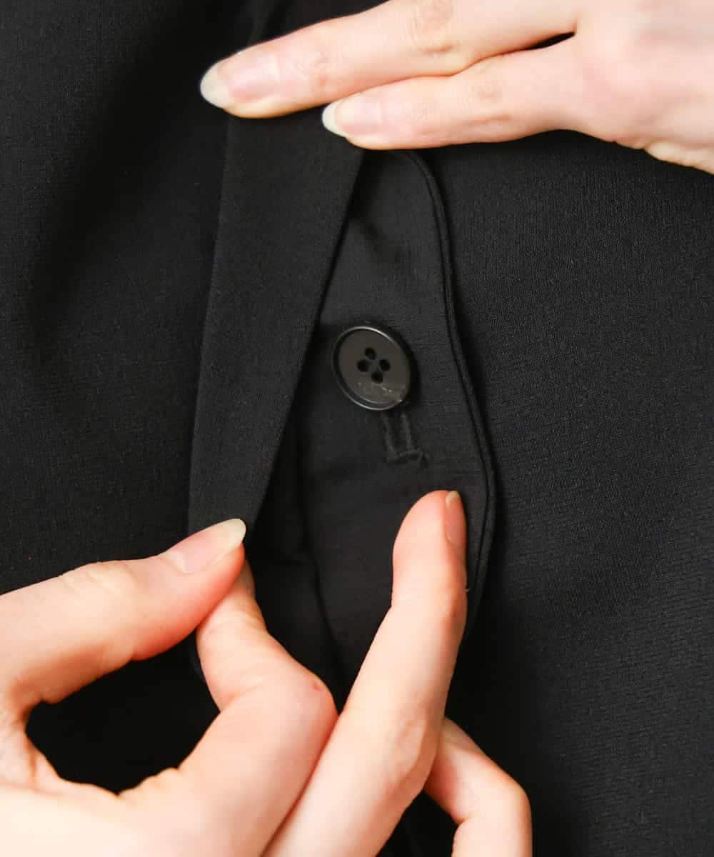 F6JGD13330 MICHEL KLEIN(小さいサイズ)(メゾン ドゥ サンク) [小さいサイズ][セットアップ対応]ノーカラージレ ブラック