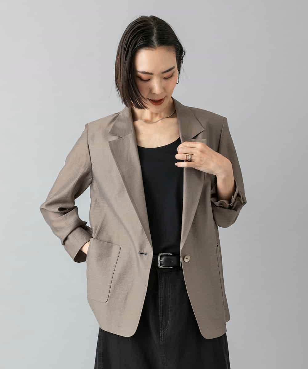 F6JGD21330 MICHEL KLEIN(小さいサイズ)(メゾン ドゥ サンク) [小さいサイズ]リラクシ―テーラードジャケット ブラウン