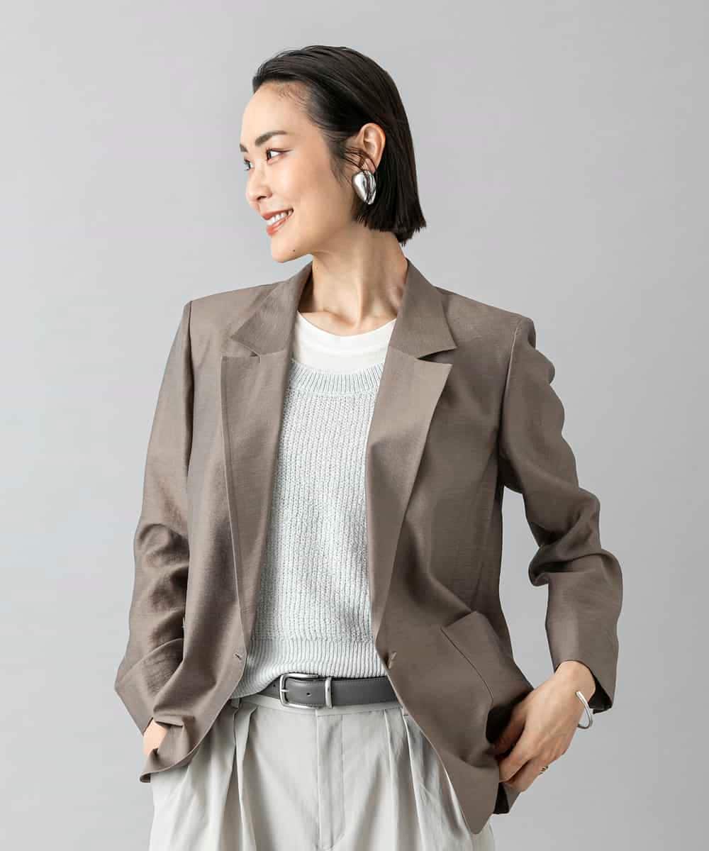 F6JGD21330 MICHEL KLEIN(小さいサイズ)(メゾン ドゥ サンク) [小さいサイズ]リラクシ―テーラードジャケット ブラウン