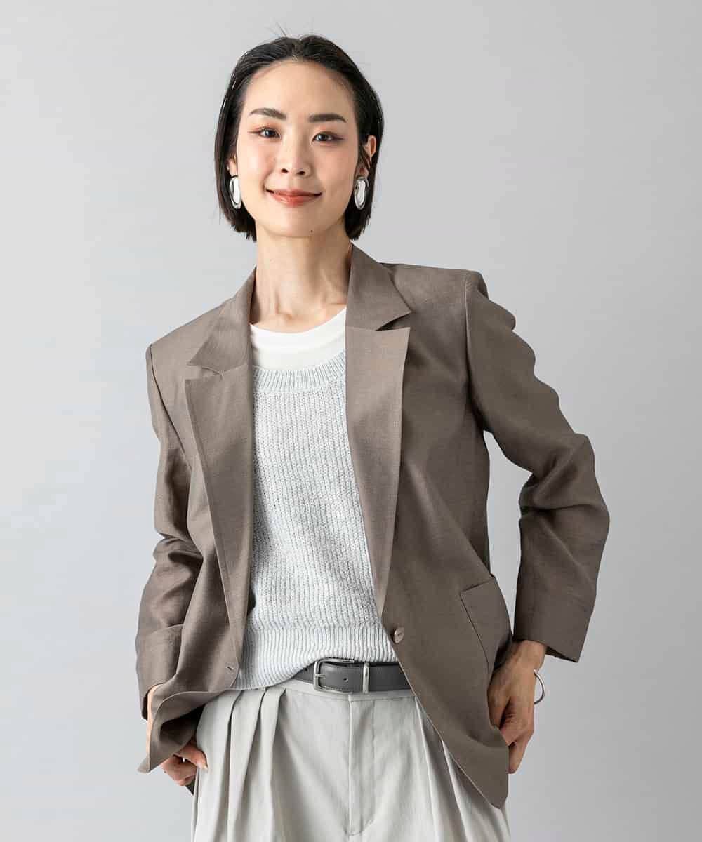 F6JGD21330 MICHEL KLEIN(小さいサイズ)(メゾン ドゥ サンク) [小さいサイズ]リラクシ―テーラードジャケット ブラウン