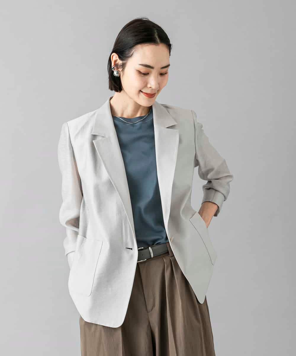 F6JGD21330 MICHEL KLEIN(小さいサイズ)(メゾン ドゥ サンク) [小さいサイズ]リラクシ―テーラードジャケット ブラウン