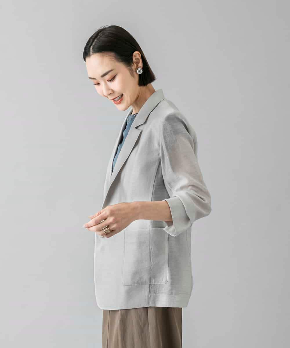 F6JGD21330 MICHEL KLEIN(小さいサイズ)(メゾン ドゥ サンク) [小さいサイズ]リラクシ―テーラードジャケット ブラウン