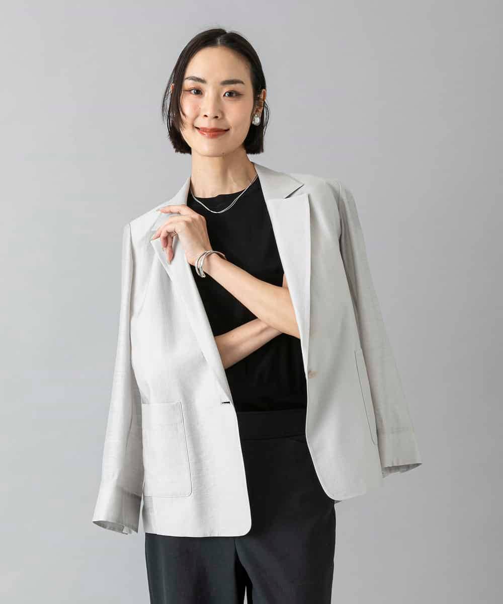 F6JGD21330 MICHEL KLEIN(小さいサイズ)(メゾン ドゥ サンク) [小さいサイズ]リラクシ―テーラードジャケット ブラウン