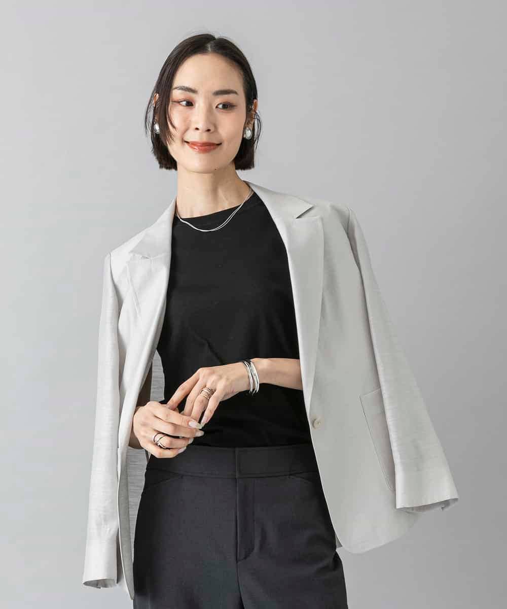 F6JGD21330 MICHEL KLEIN(小さいサイズ)(メゾン ドゥ サンク) [小さいサイズ]リラクシ―テーラードジャケット ブラウン