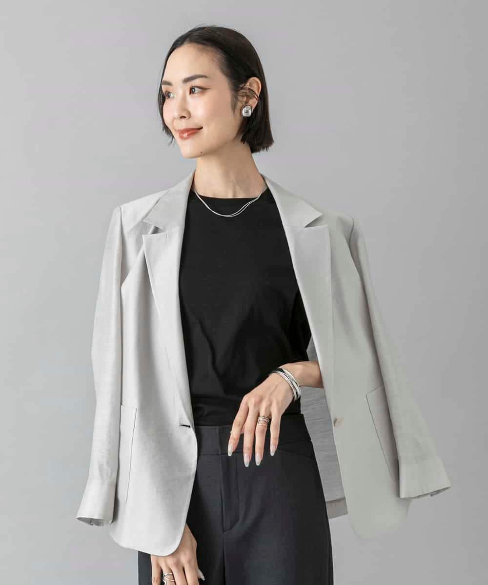 F6JGD21330 MICHEL KLEIN(小さいサイズ)(メゾン ドゥ サンク) [小さいサイズ]リラクシ―テーラードジャケット ブラウン