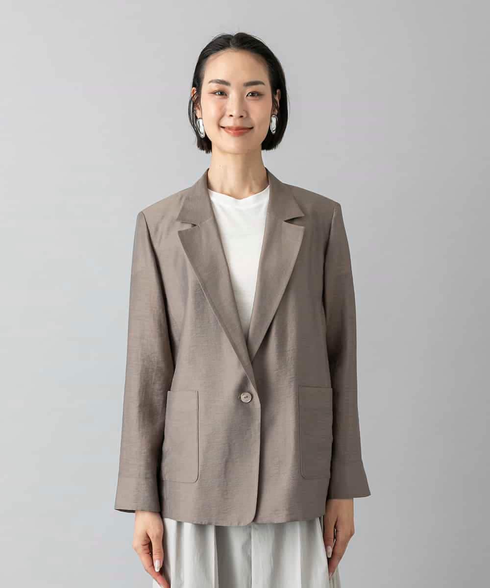 F6JGD21330 MICHEL KLEIN(小さいサイズ)(メゾン ドゥ サンク) [小さいサイズ]リラクシ―テーラードジャケット ブラウン