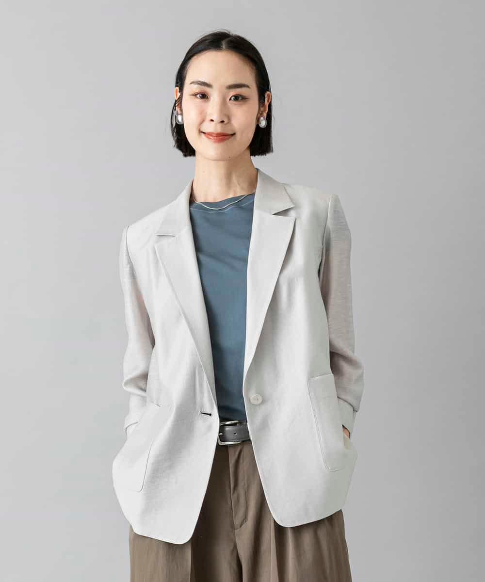 F6JGD21330 MICHEL KLEIN(小さいサイズ)(メゾン ドゥ サンク) [小さいサイズ]リラクシ―テーラードジャケット ライトグレー