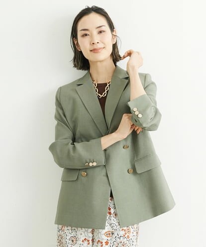 F6JGS27330 MICHEL KLEIN(小さいサイズ) [小さいサイズ]アイアスストレッチダブルブレストジャケット(セットアップ対応/背抜き)