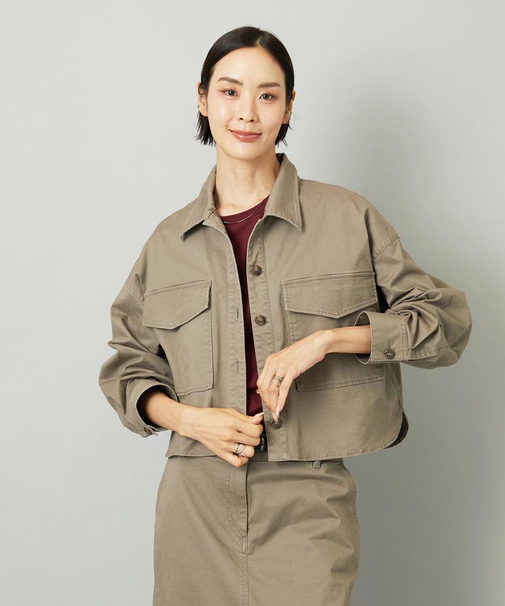 F6JJA30260 MICHEL KLEIN(小さいサイズ)(メゾン ドゥ サンク) [小さいサイズ][セットアップ対応]チノダブルポケットブルゾン カーキ