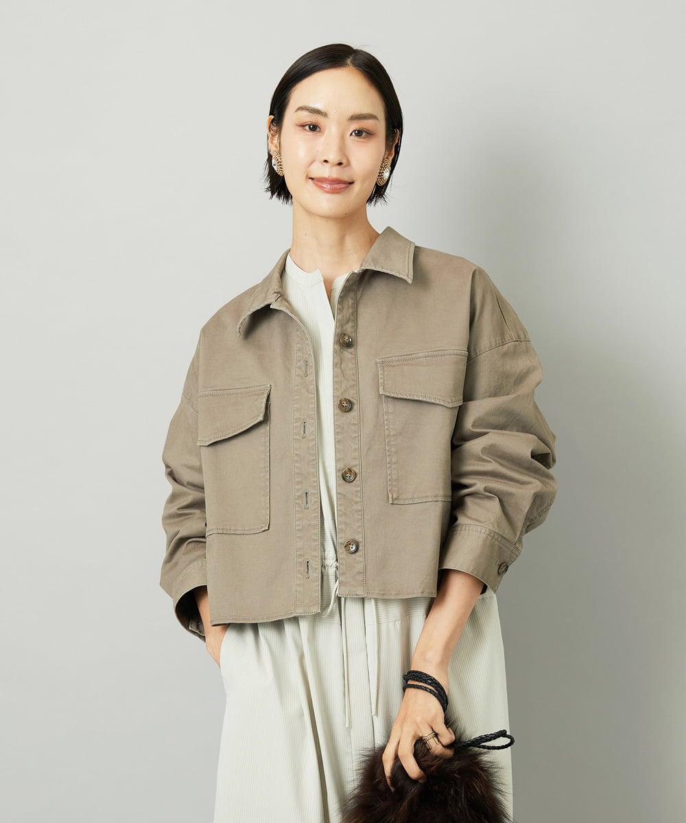 F6JJA30260 MICHEL KLEIN(小さいサイズ)(メゾン ドゥ サンク) [小さいサイズ][セットアップ対応]チノダブルポケットブルゾン カーキ