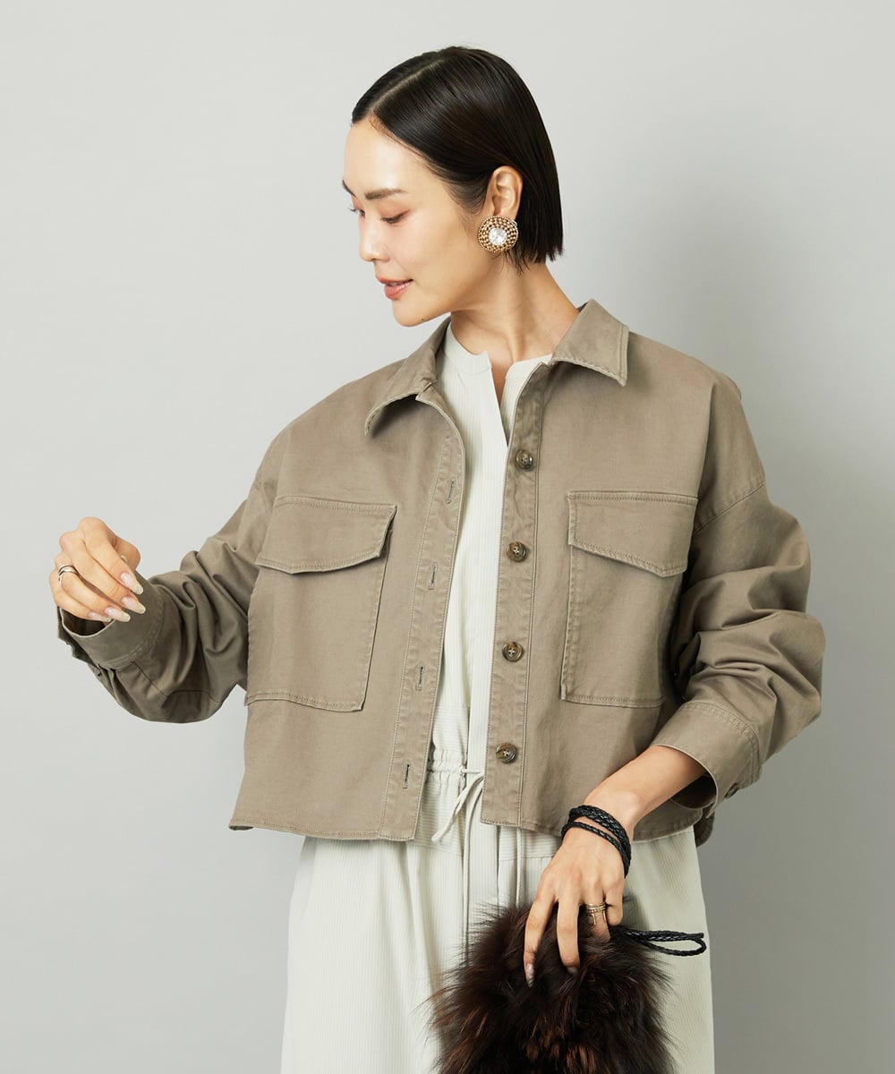 F6JJA30260 MICHEL KLEIN(小さいサイズ)(メゾン ドゥ サンク) [小さいサイズ][セットアップ対応]チノダブルポケットブルゾン カーキ