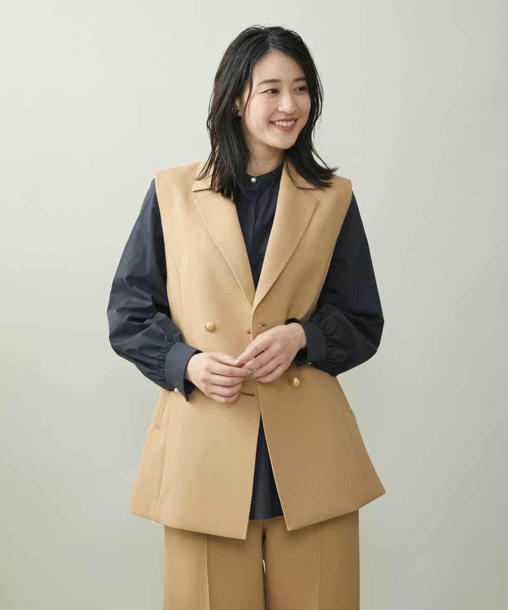 F6JJP17330 MICHEL KLEIN(小さいサイズ)(メゾン ドゥ サンク) [小さいサイズ]トリプルクロスロングジレ（セットアップ対応） ブラック(94)