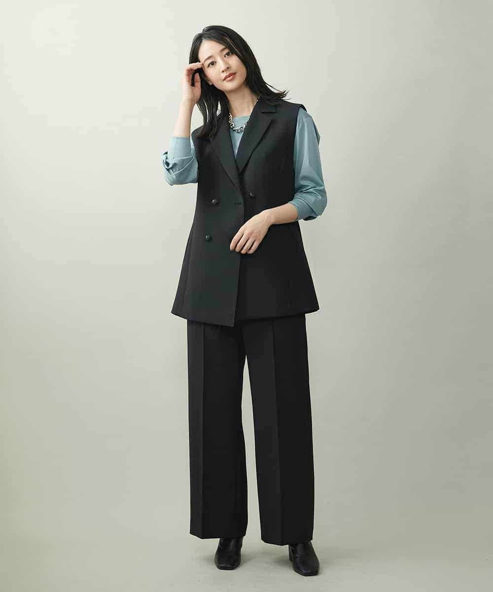 F6JJP17330 MICHEL KLEIN(小さいサイズ)(メゾン ドゥ サンク) [小さいサイズ]トリプルクロスロングジレ（セットアップ対応） ブラック(94)