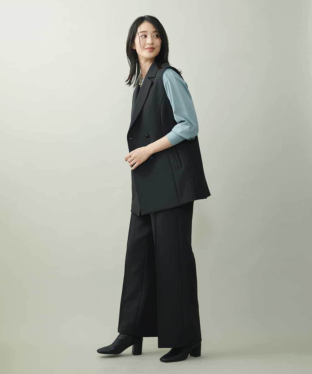 F6JJP17330 MICHEL KLEIN(小さいサイズ)(メゾン ドゥ サンク) [小さいサイズ]トリプルクロスロングジレ（セットアップ対応） ブラック(94)