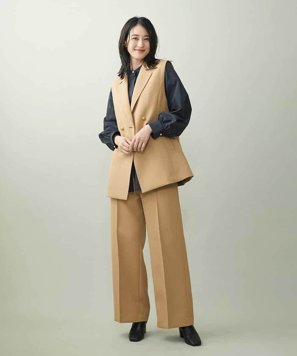 F6JJP17330 MICHEL KLEIN(小さいサイズ)(メゾン ドゥ サンク) [小さいサイズ]トリプルクロスロングジレ（セットアップ対応） ブラック(94)