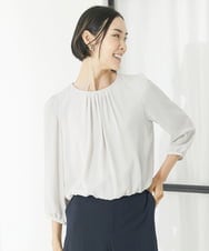 F6KAA01160 MICHEL KLEIN(小さいサイズ)(メゾン ドゥ サンク) [小さいサイズ]プリーツデザインブラウソー(インナーにおすすめ) オフホワイト