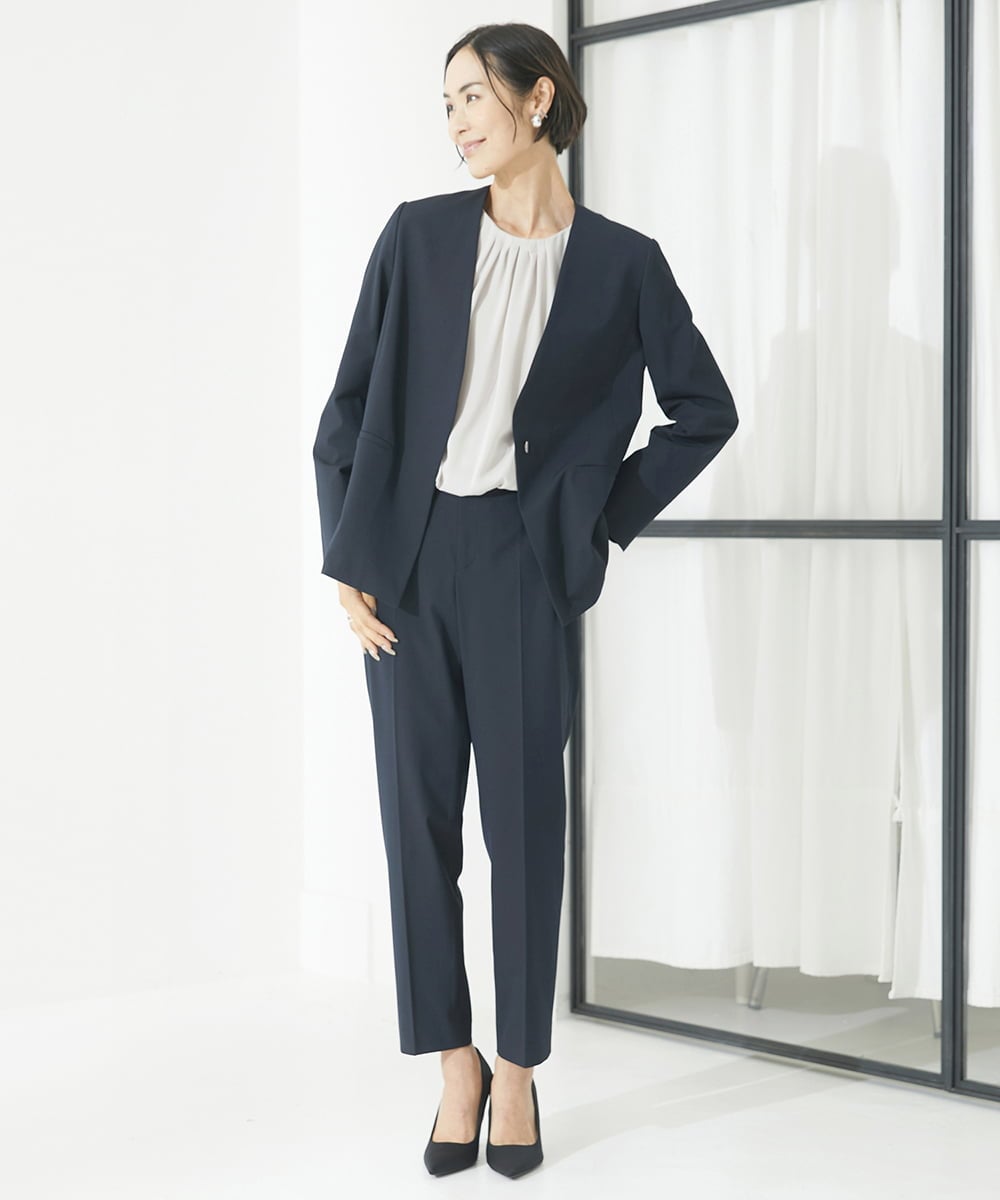 F6KAA01160 MICHEL KLEIN(小さいサイズ)(メゾン ドゥ サンク) [小さいサイズ]プリーツデザインブラウソー(インナーにおすすめ) オフホワイト