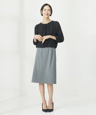 F6KAA01160 MICHEL KLEIN(小さいサイズ)(メゾン ドゥ サンク) [小さいサイズ]プリーツデザインブラウソー(インナーにおすすめ) オフホワイト