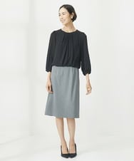 F6KAA01160 MICHEL KLEIN(小さいサイズ)(メゾン ドゥ サンク) [小さいサイズ]プリーツデザインブラウソー(インナーにおすすめ) オフホワイト