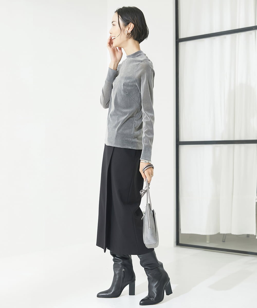 F6KAA24160 MICHEL KLEIN(小さいサイズ)(メゾン ドゥ サンク) [小さいサイズ]ナイロンチュールフロッキーカットソー ライトグレー