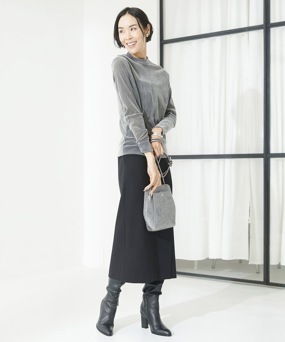 F6KAA24160 MICHEL KLEIN(小さいサイズ)(メゾン ドゥ サンク) [小さいサイズ]ナイロンチュールフロッキーカットソー ライトグレー