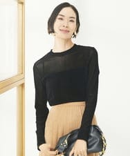 F6KAA24160 MICHEL KLEIN(小さいサイズ)(メゾン ドゥ サンク) [小さいサイズ]ナイロンチュールフロッキーカットソー ブラック