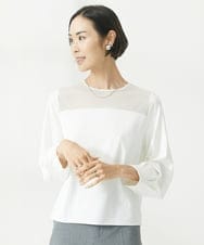 F6KAA31170 MICHEL KLEIN(小さいサイズ)(メゾン ドゥ サンク) [小さいサイズ]シアー切り替えカットソー ホワイト