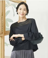 F6KAA31170 MICHEL KLEIN(小さいサイズ)(メゾン ドゥ サンク) [小さいサイズ]シアー切り替えカットソー ブラック
