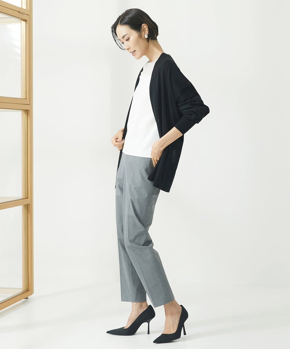 F6KAA31170 MICHEL KLEIN(小さいサイズ)(メゾン ドゥ サンク) [小さいサイズ]シアー切り替えカットソー ブラック