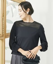 F6KAA31170 MICHEL KLEIN(小さいサイズ)(メゾン ドゥ サンク) [小さいサイズ]シアー切り替えカットソー ブラック