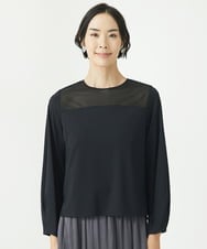F6KAA31170 MICHEL KLEIN(小さいサイズ)(メゾン ドゥ サンク) [小さいサイズ]シアー切り替えカットソー ブラック