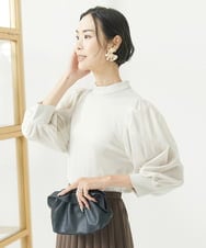 F6KAA32170 MICHEL KLEIN(小さいサイズ)(メゾン ドゥ サンク) [小さいサイズ]異素材ボリュームスリーブカットソー オフホワイト