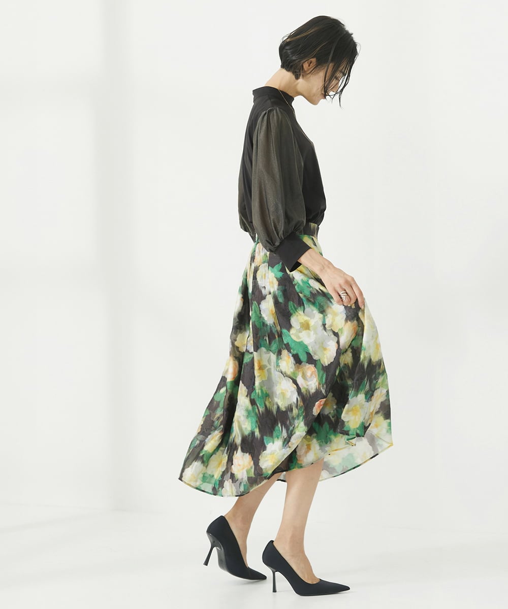 F6KAA32170 MICHEL KLEIN(小さいサイズ)(メゾン ドゥ サンク) [小さいサイズ]異素材ボリュームスリーブカットソー オフホワイト